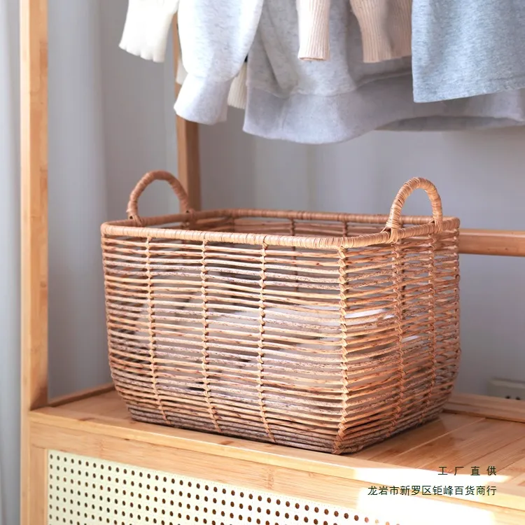 سبد حصیری مستطیل دسته دار سبد حصیری مستطیل