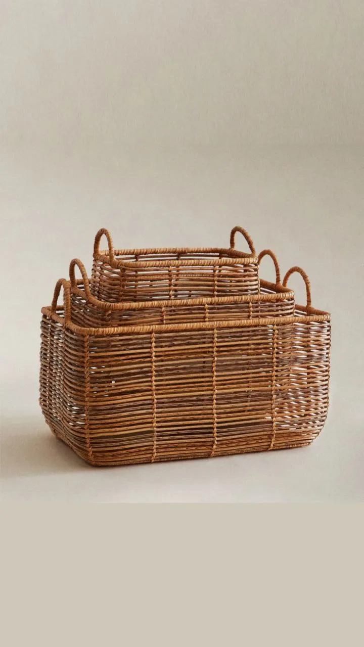 سبد حصیری مستطیل دسته دار سبد حصیری مستطیل