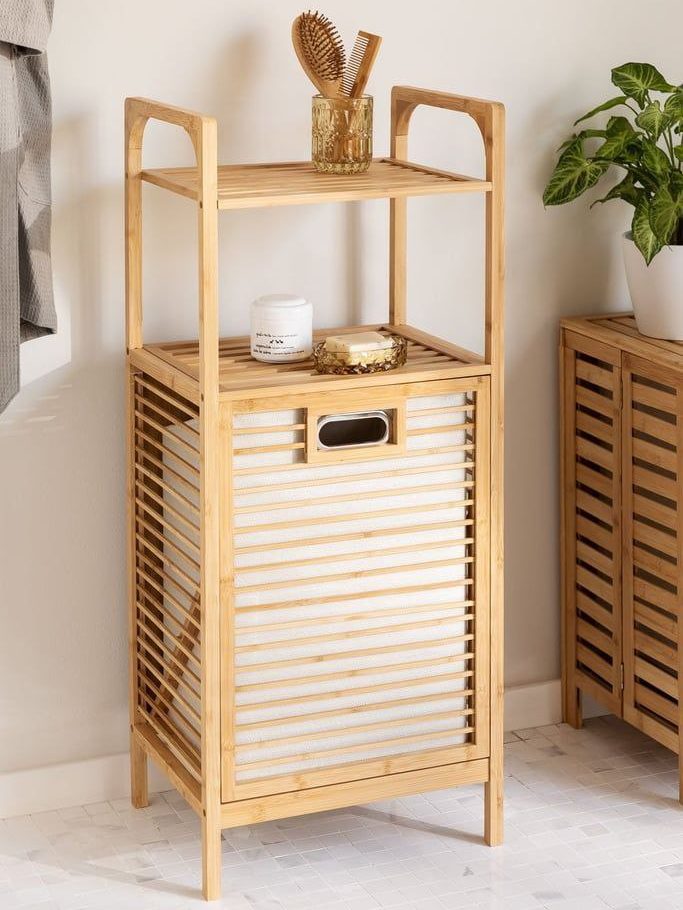 لاندری باکس چوبی سبد لباس بامبو